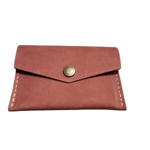 Portland Leather Mini Envelope Wallet Foxglove Pink Snap Card Holder New